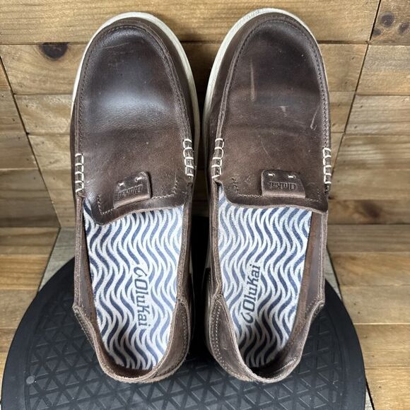 Olukai Kakaha Mens 8.5 Brown Leather Slip On Shoes Casual Comfort Shoes - Picture 8 of 13